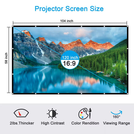 Écran de projection portable,120 pouces, 16:9